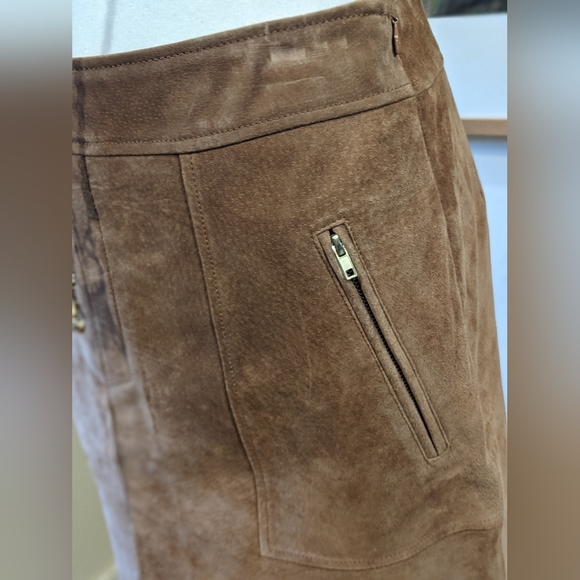 NWT Loft Leather midi Skirt with pockets Boho camel color size 2 - Picture 12 of 13